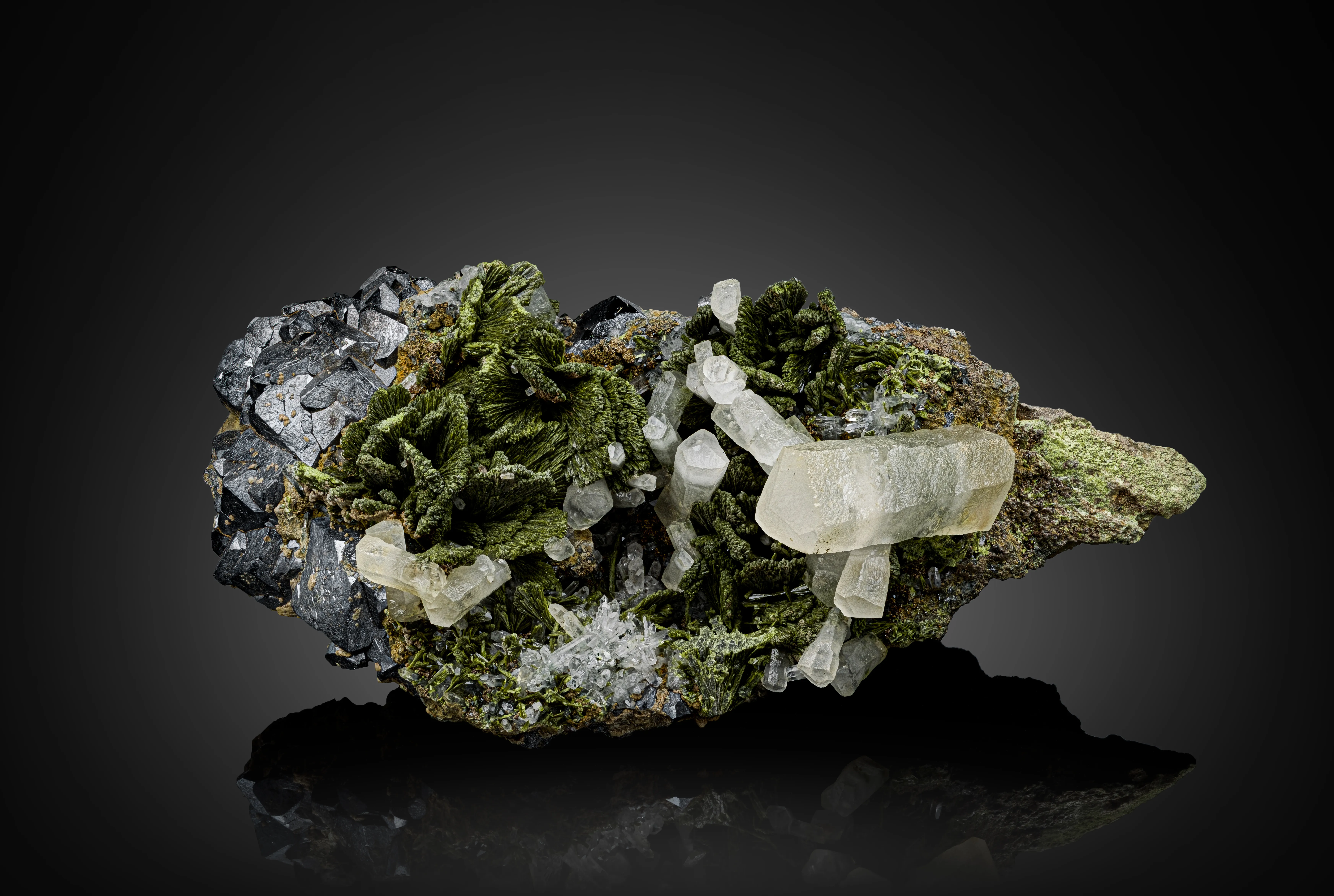 Epidote with Magnetite, Calcite and Quartz - image 1