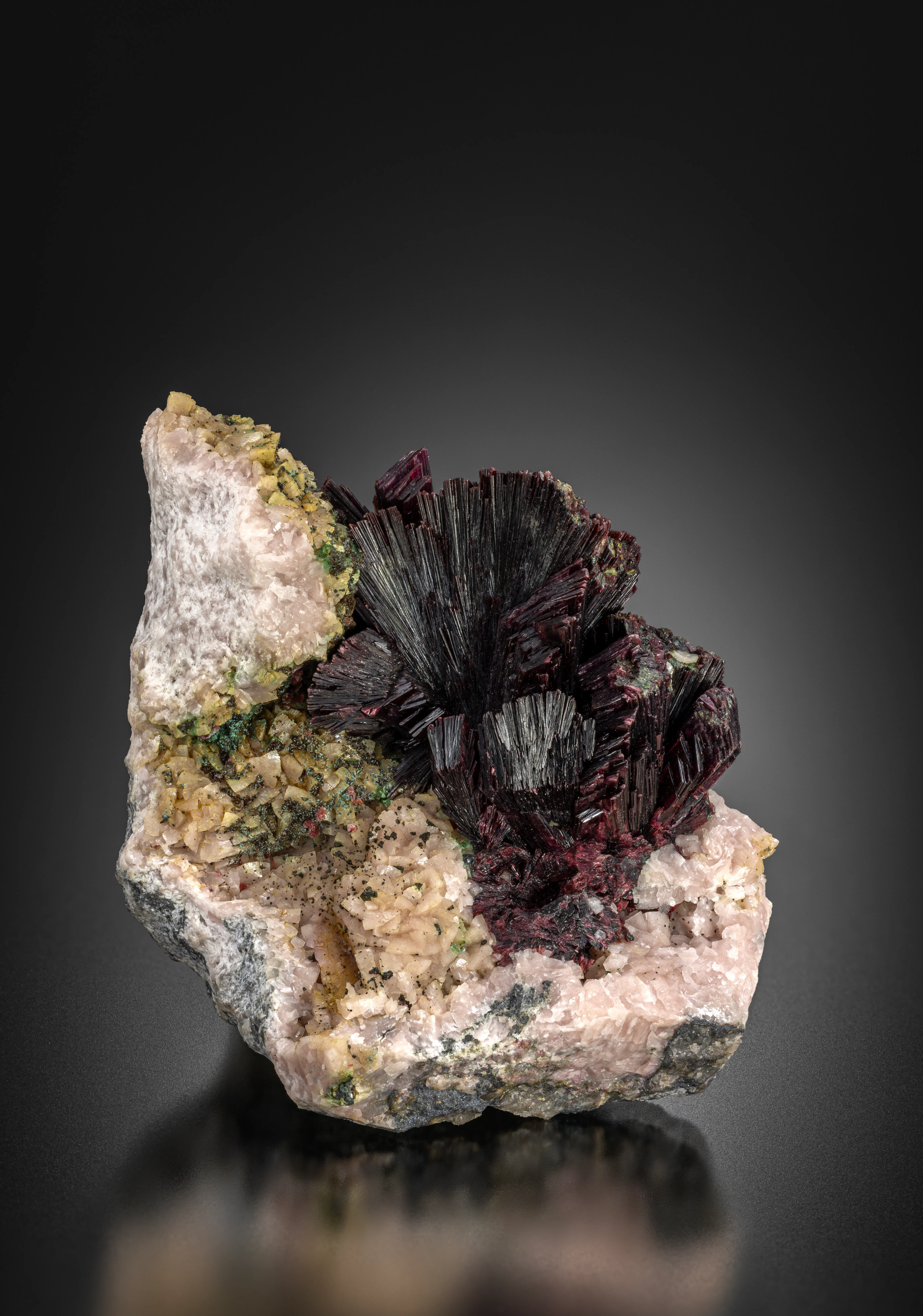 Erythrite sprays on Dolomite - image 1