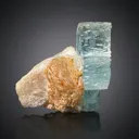 Etched Blue Aquamarine Crystal on Feldspar from Pakistan - image 1