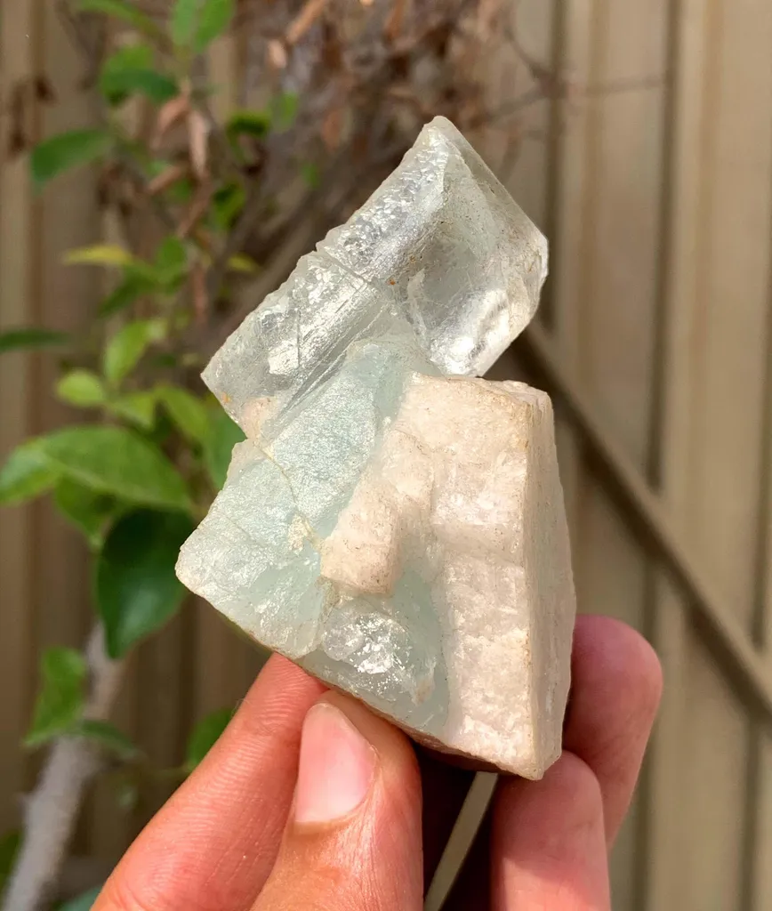 Etched Blue Aquamarine Crystal on Feldspar from Pakistan - image 7