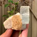 Etched Blue Aquamarine Crystal on Feldspar from Pakistan - image 2