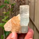 Etched Blue Aquamarine Crystal on Feldspar from Pakistan - image 5