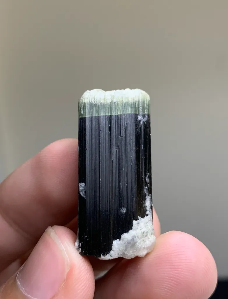 Etched Green Cap Tourmaline Crystal from Afghanistan image