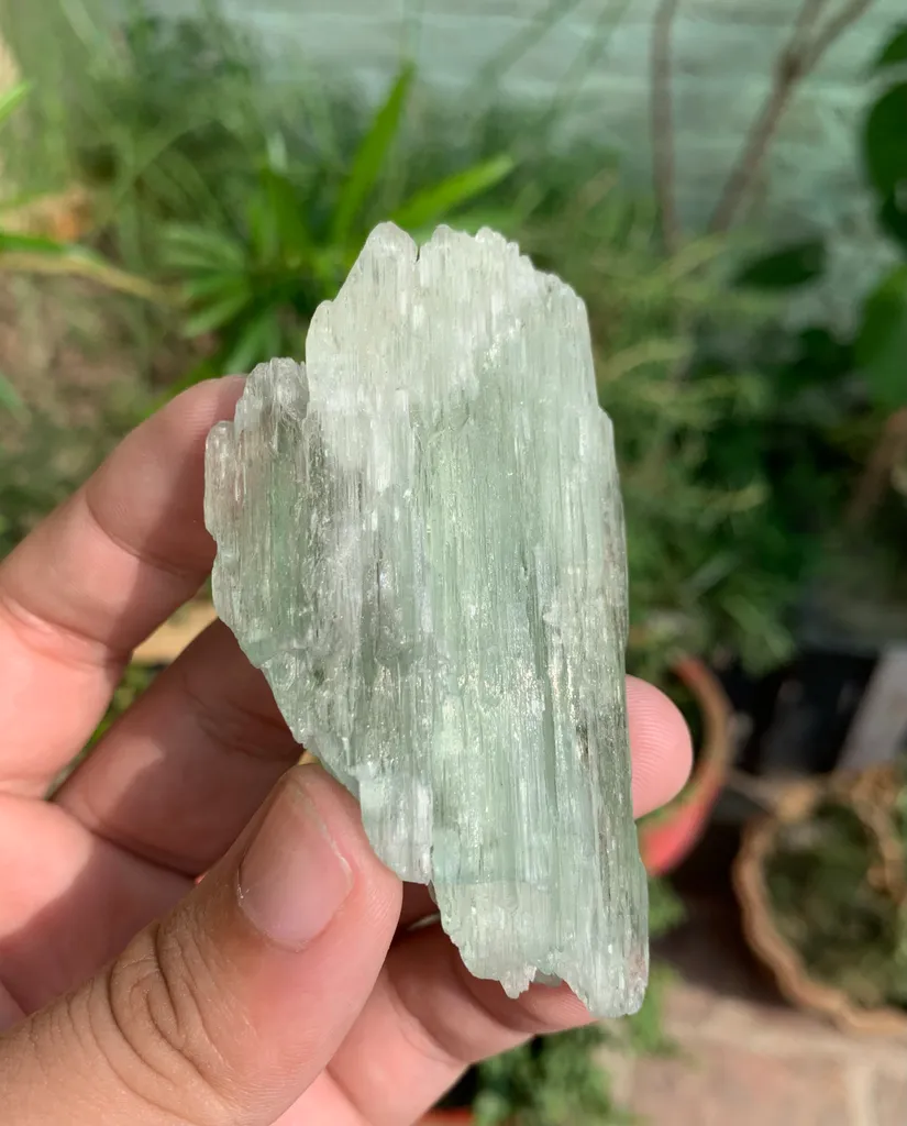Etched Green Kunzite Crystal from Afghanistan image