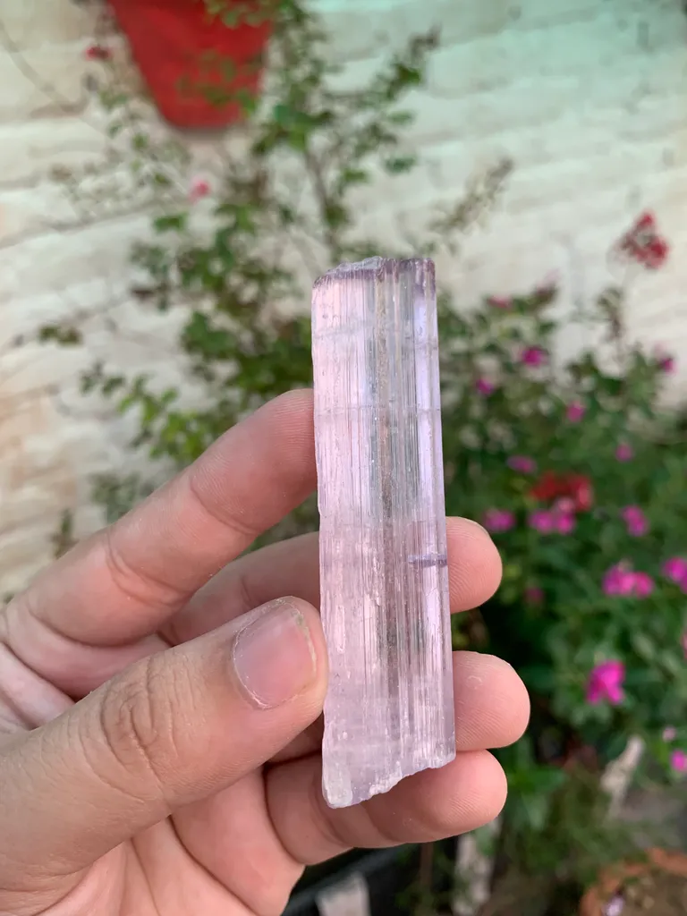 Etched Head Pink Kunzite Crystal from Afghanistan image