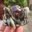 Etched spessartine Garnet on Star Muscovite mica mineral specimen FROM Pakistan - image 7