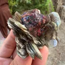 Etched spessartine Garnet on Star Muscovite mica mineral specimen FROM Pakistan - image 1