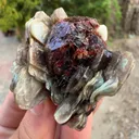 Etched spessartine Garnet on Star Muscovite mica mineral specimen FROM Pakistan - image 5