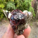 Etched spessartine Garnet on Star Muscovite mica mineral specimen FROM Pakistan - image 6