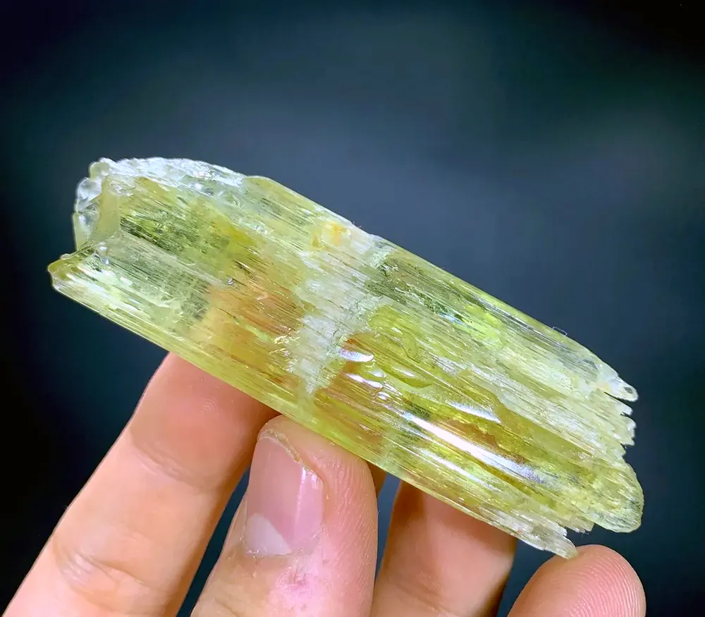 Etched Yellow Triphane spodumene crystal mineral specimen @Afghanistan kunzite - image 5