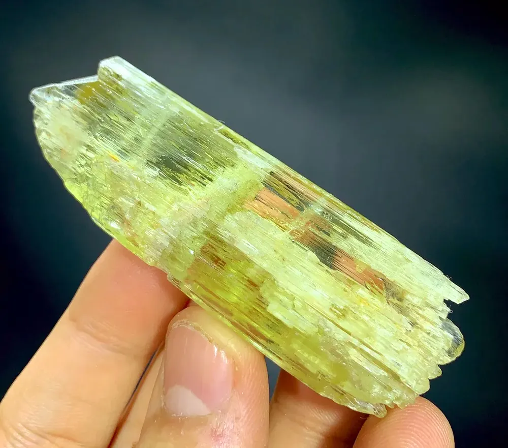 Etched Yellow Triphane spodumene crystal mineral specimen @Afghanistan kunzite - image 3