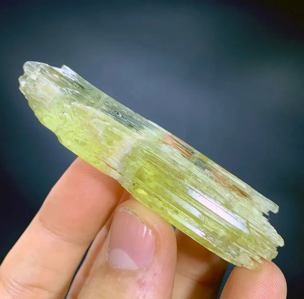 Etched Yellow Triphane spodumene crystal mineral specimen @Afghanistan kunzite - image 6