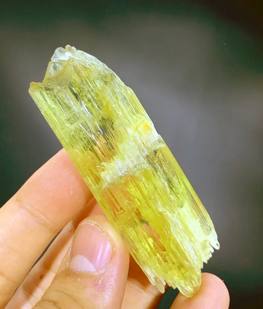 Etched Yellow Triphane spodumene crystal mineral specimen @Afghanistan kunzite - image 7