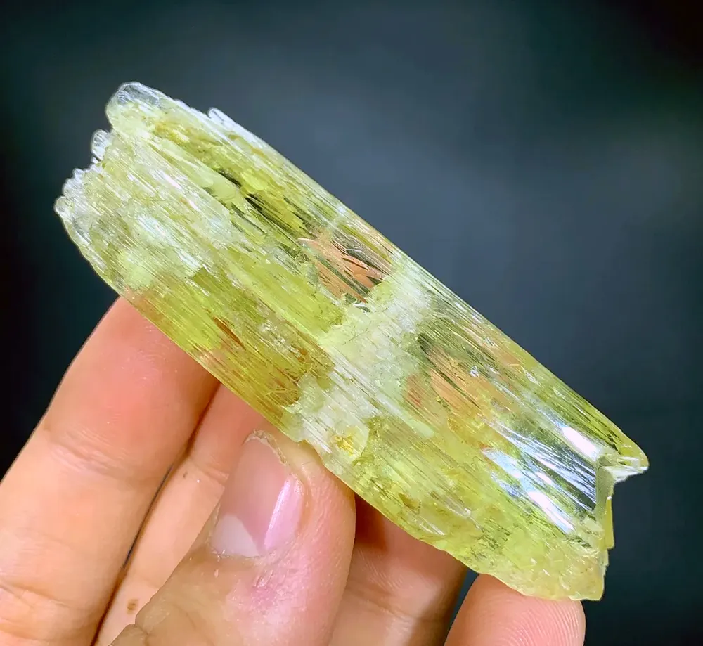 Etched Yellow Triphane spodumene crystal mineral specimen @Afghanistan kunzite - image 4