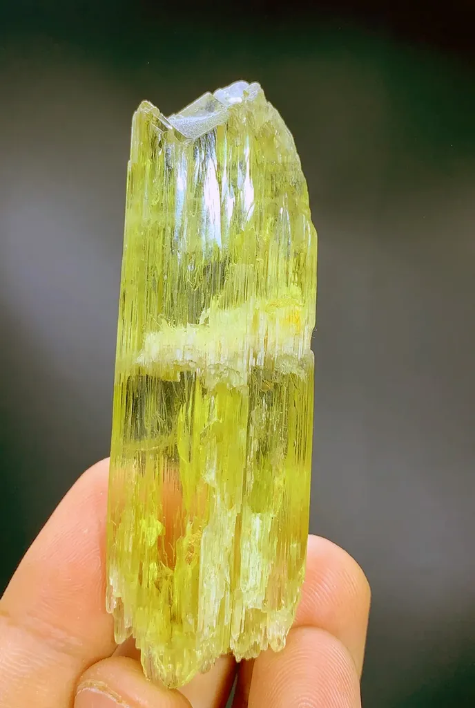Etched Yellow Triphane spodumene crystal mineral specimen @Afghanistan kunzite - image 8