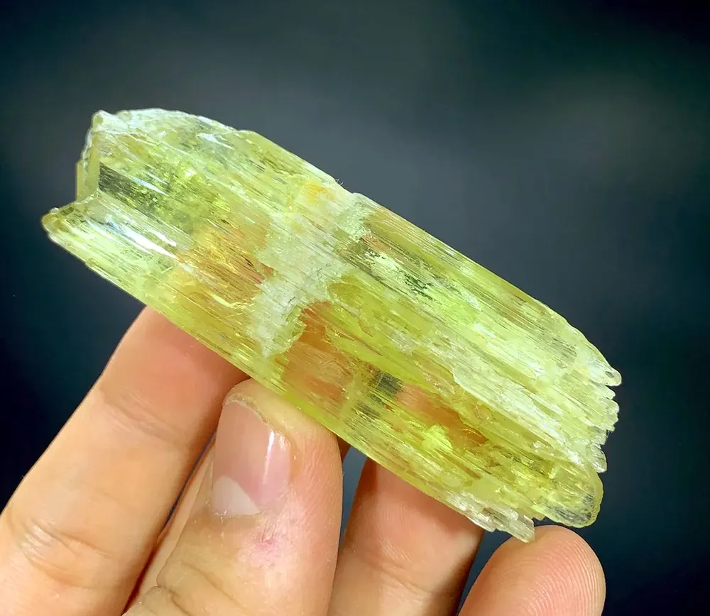 Etched Yellow Triphane spodumene crystal mineral specimen @Afghanistan kunzite - image 9