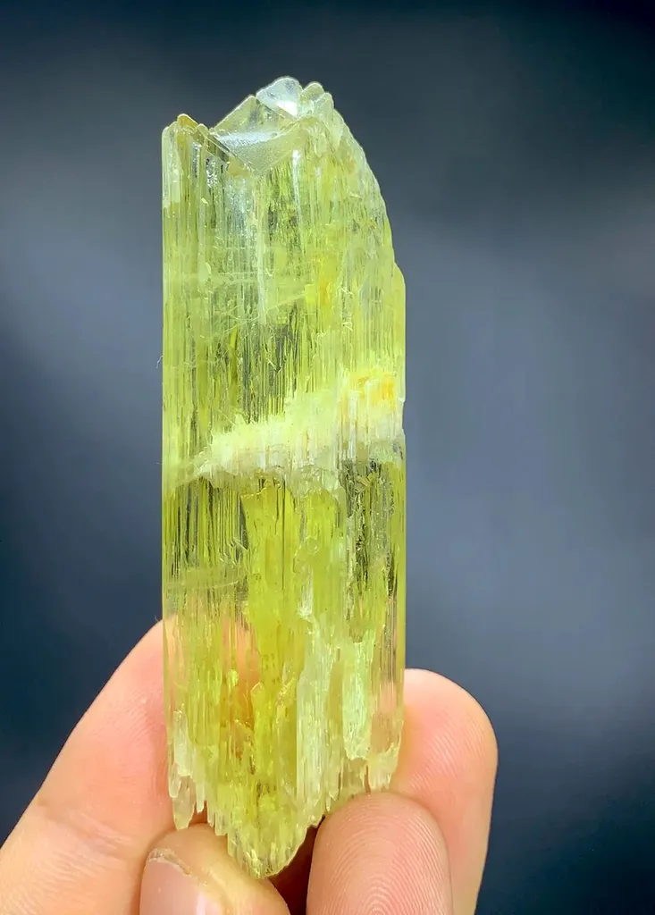 Etched Yellow Triphane spodumene crystal mineral specimen @Afghanistan kunzite image