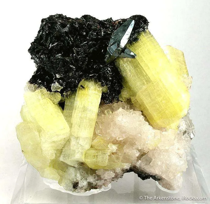 Ettringite With Hematite and Gaudefroyite on Calcite image