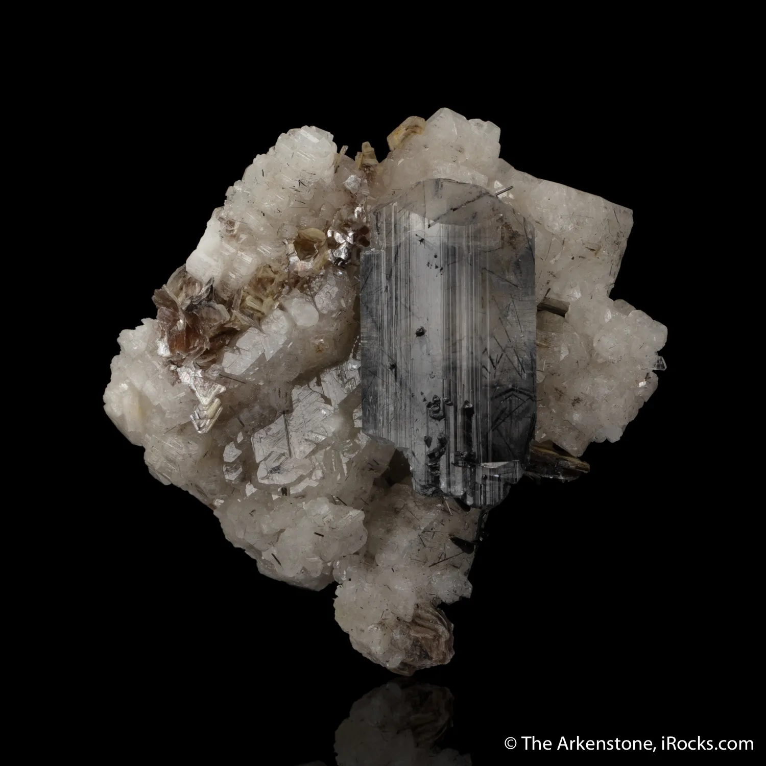 Euclase with Schorl inclusions, Muscovite and Adularia - image 1