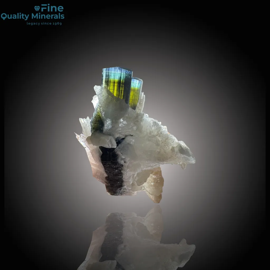 Exquisite Tri-Color Tourmaline on Matrix – A Skardu Treasure image