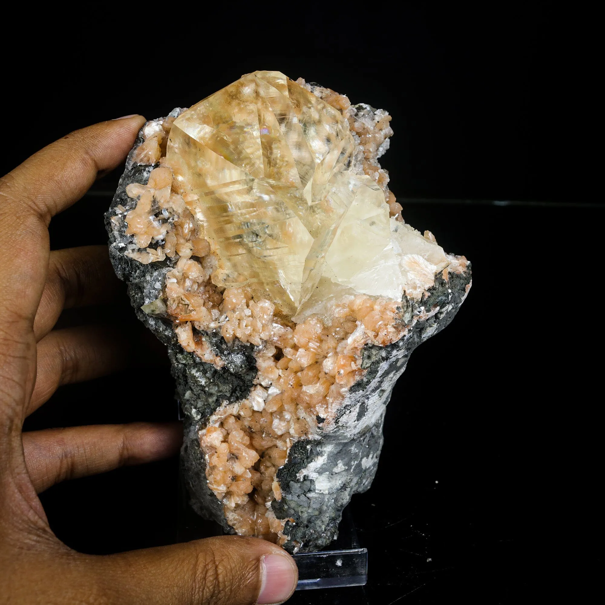 Extremely Rare Calcite with Stellerite Natural Mineral Specimen - image 5