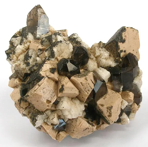 Feldspar Group, Microcline, Quartz (Var: Smoky Quartz) image