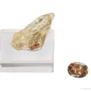 Feldspar var. Sunstone (rough and cut set) - image 1