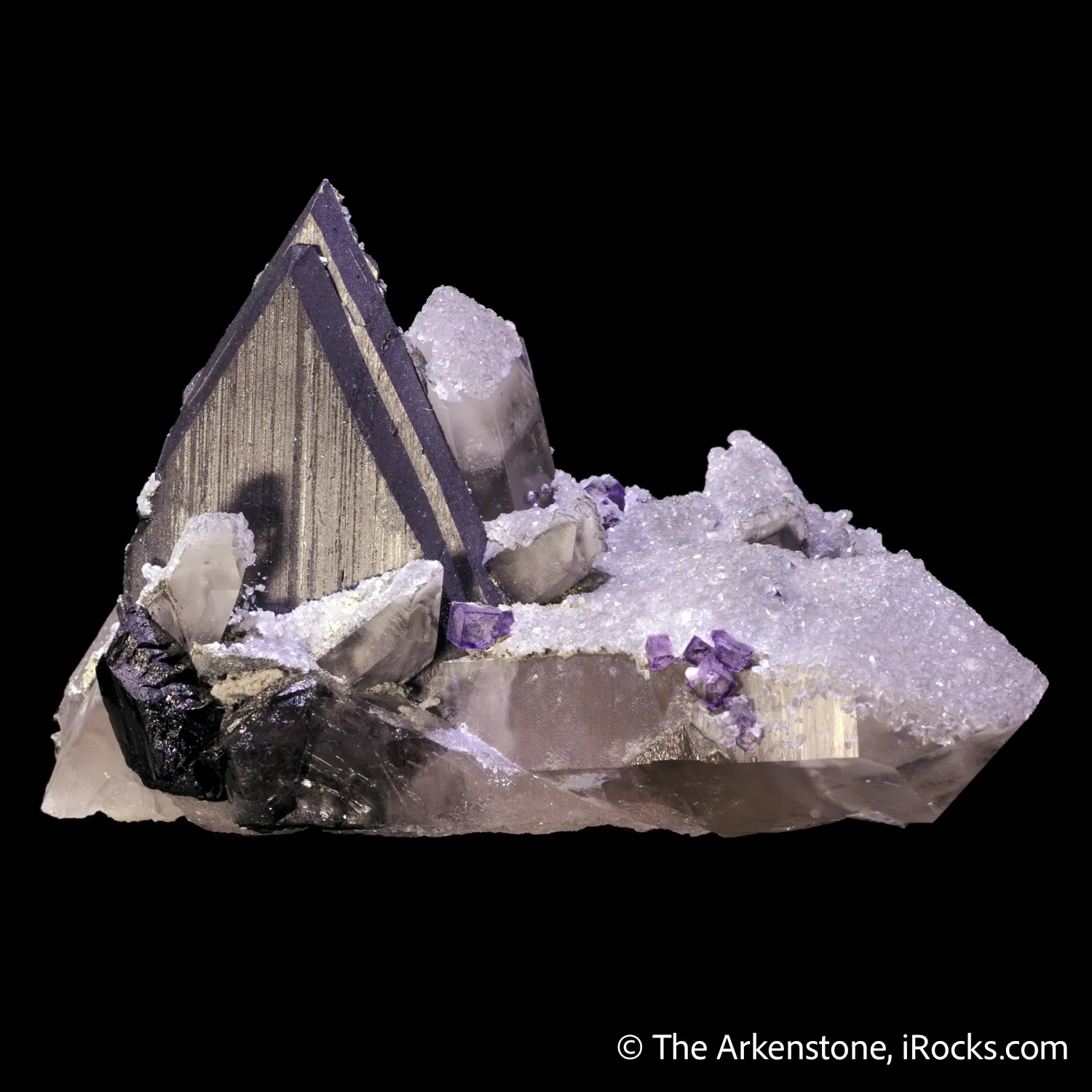 Ferberite on Quartz with Fluorite - image 5