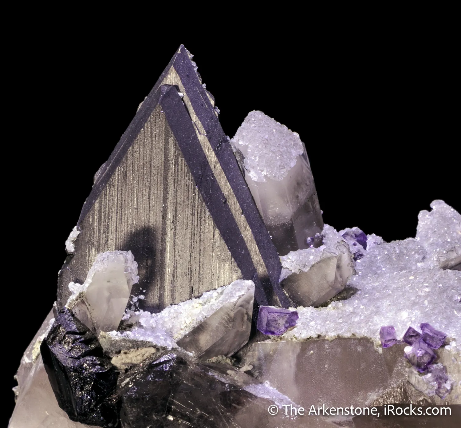 Ferberite on Quartz with Fluorite - image 4