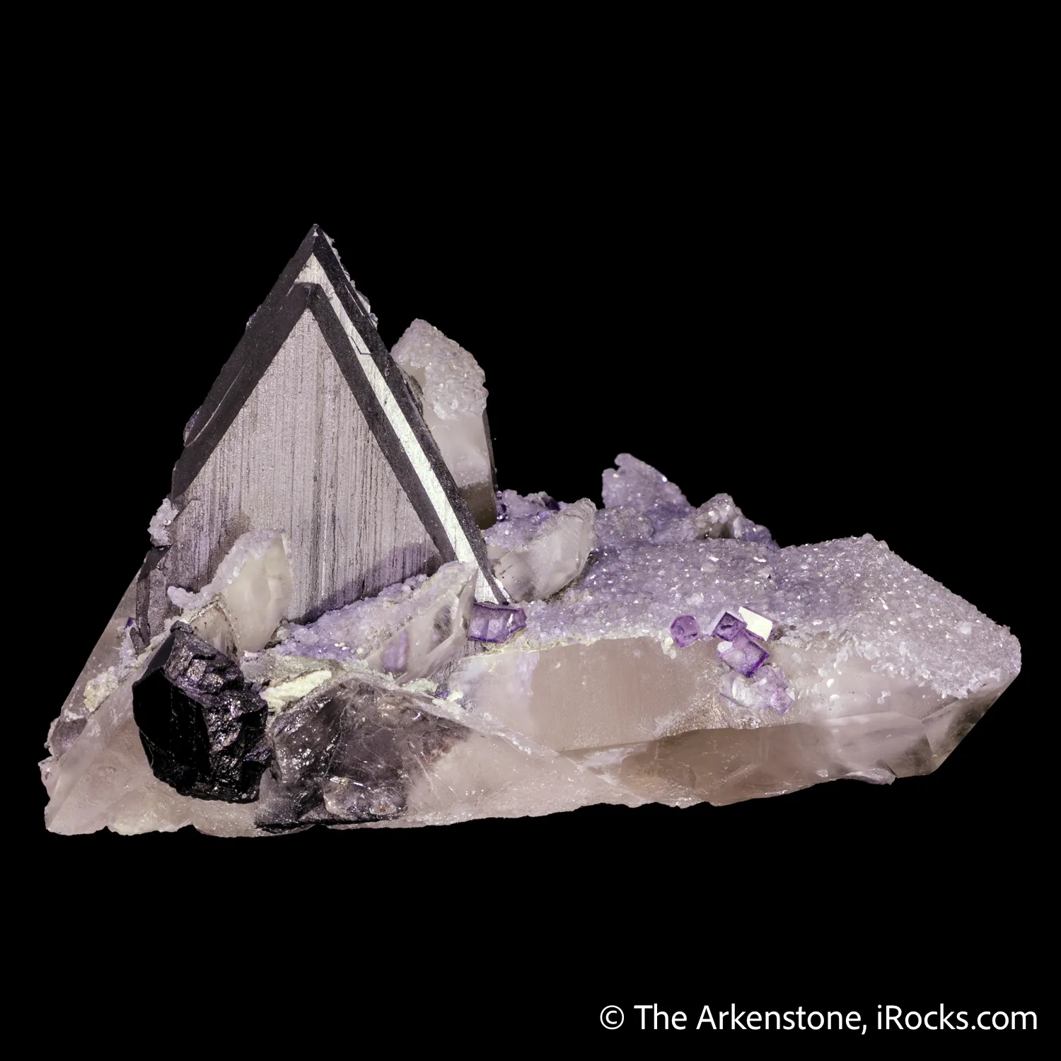 Ferberite on Quartz with Fluorite - image 7