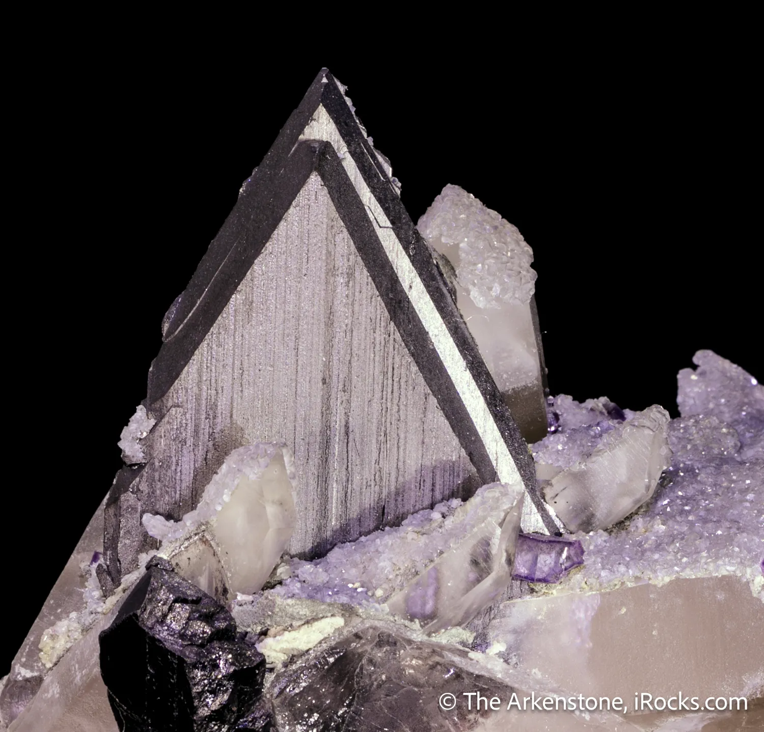 Ferberite on Quartz with Fluorite - image 3