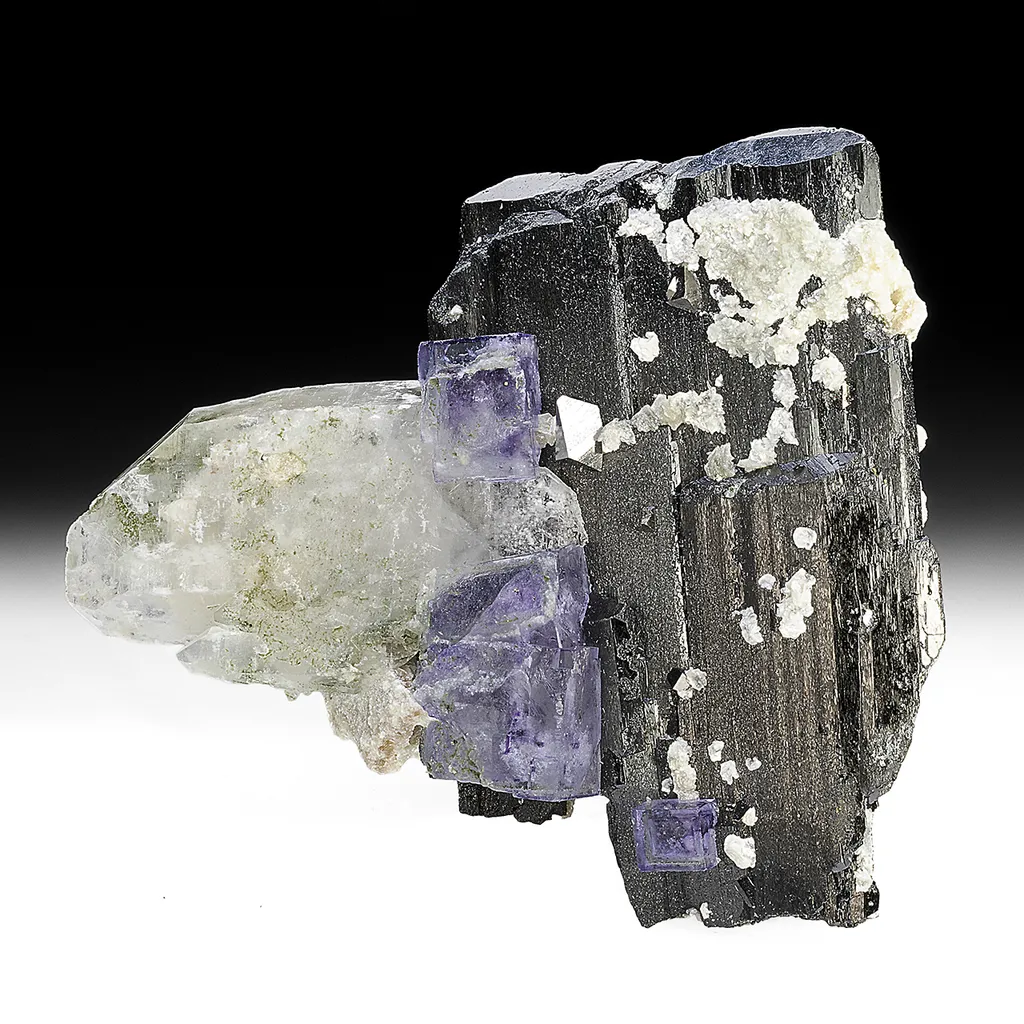 Ferberite with Quartz, Fluorite image