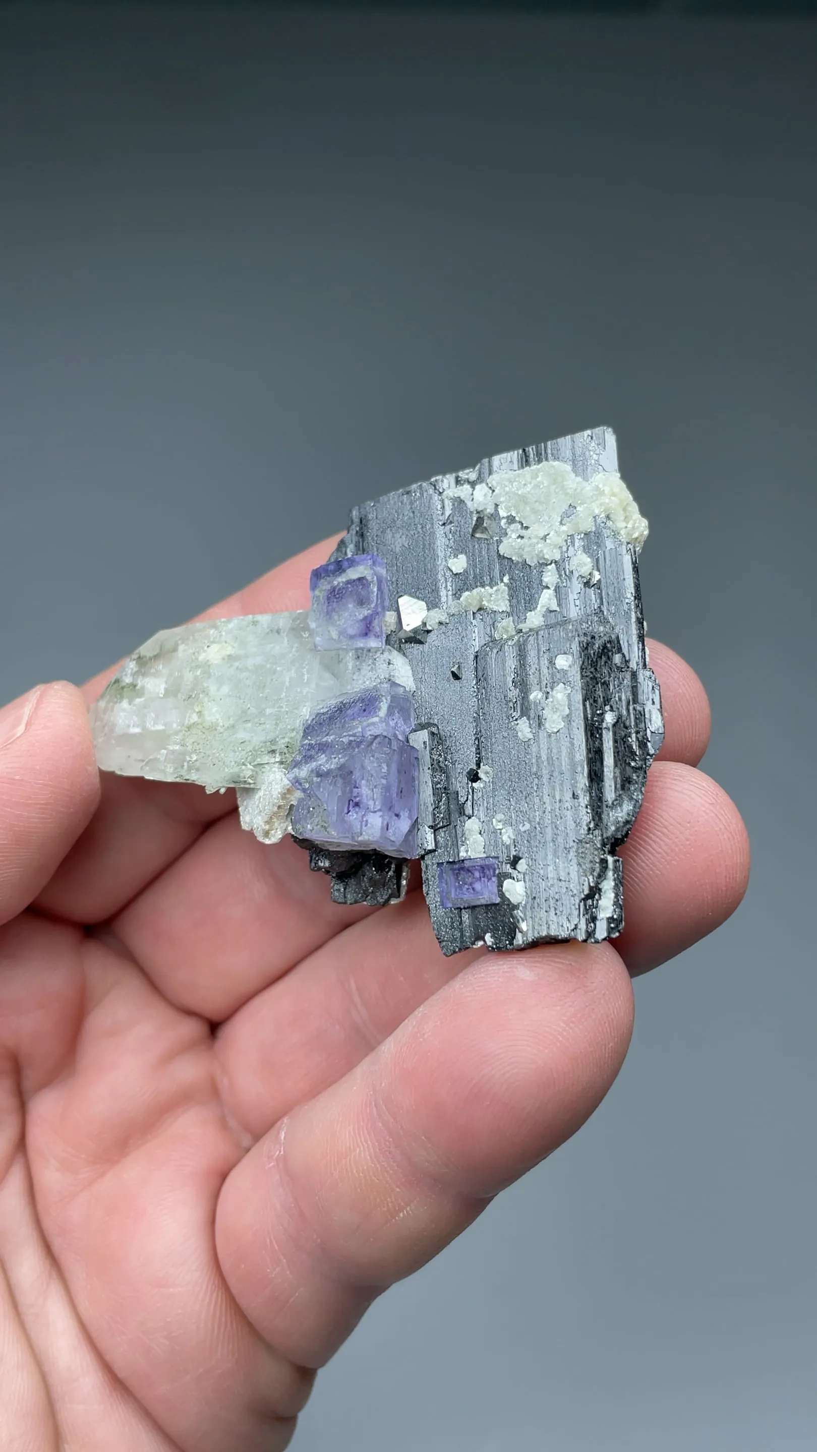 Ferberite with Quartz, Fluorite - image 2