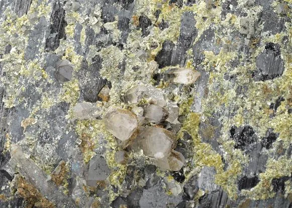 Ferberite with Quartz Galena, Pyrite and Epidote image