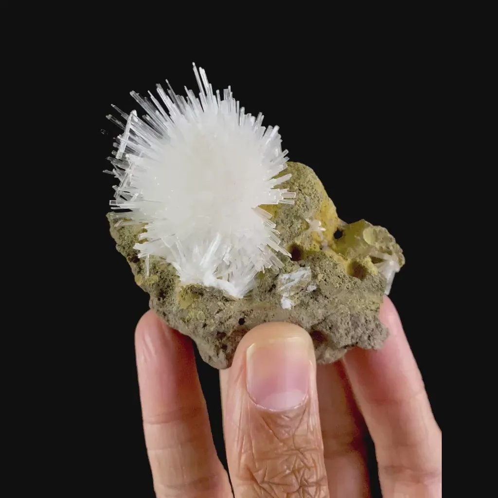 Fine Scolecite Spray Flower on Basalt Matrix - Collector’s Zeolite Specimen from Nashik, India - image 2