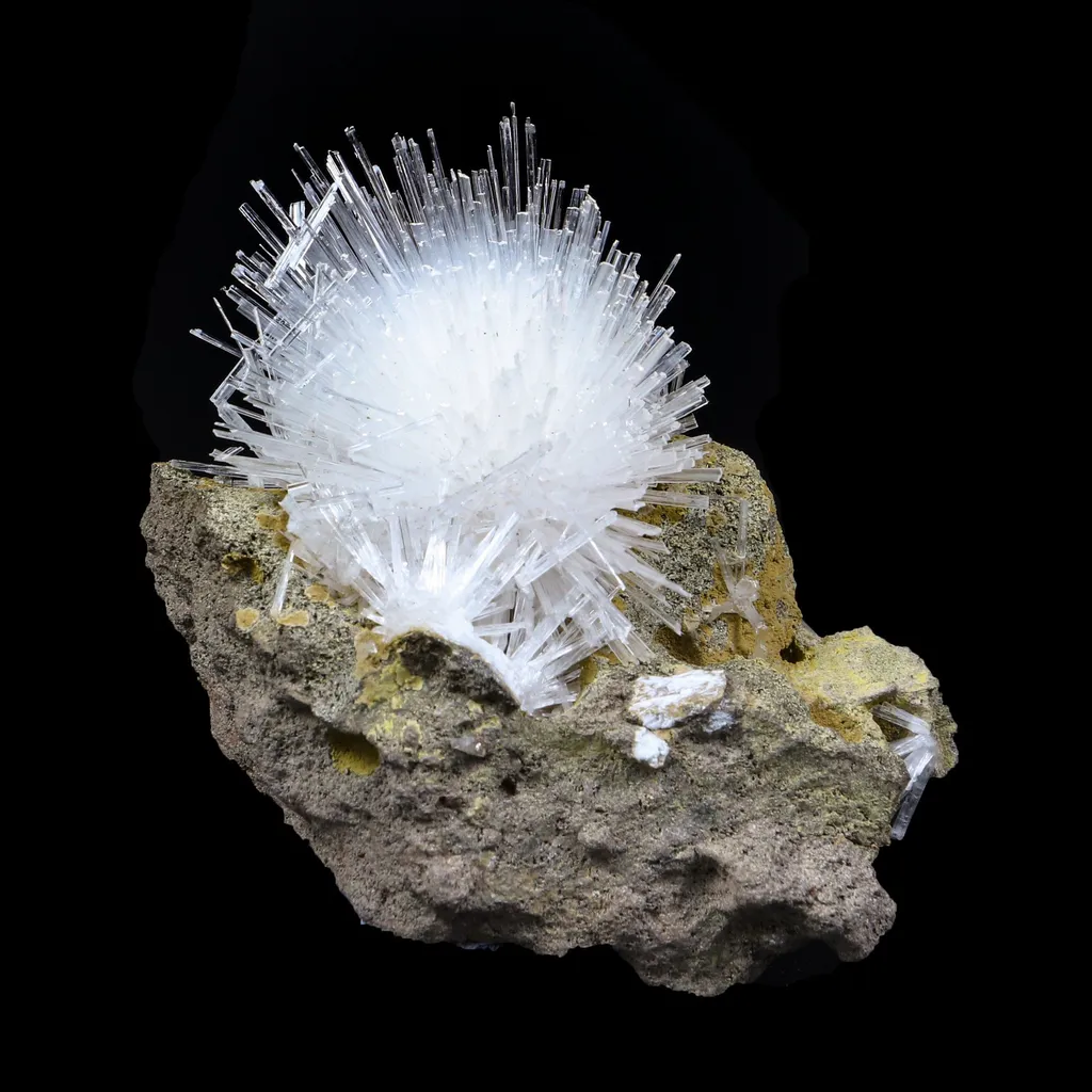 Fine Scolecite Spray Flower on Basalt Matrix - Collector’s Zeolite Specimen from Nashik, India - image 4