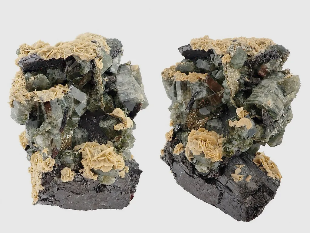 Fluorapatite with Ferberite and Siderite image