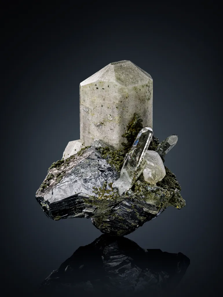 Fluorapatite with Magnetite, Calcite, Quartz, Epidote image