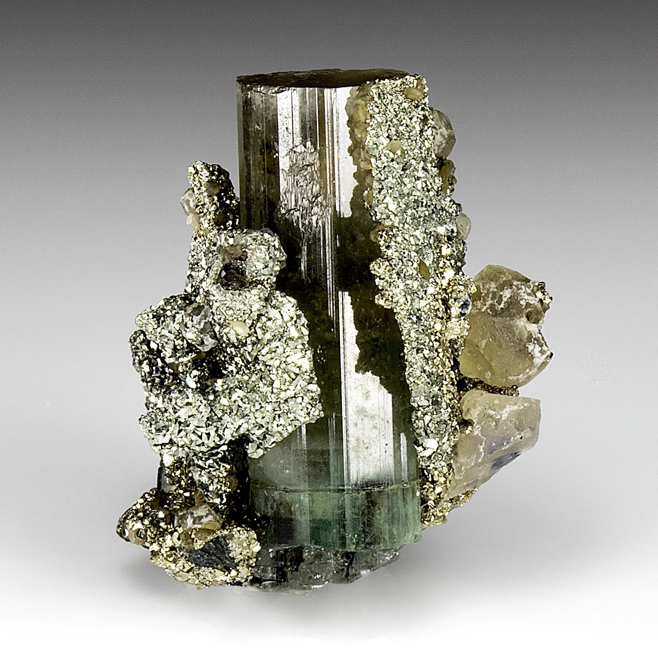 Fluorapatite with Pyrite, Fluorite - image 1
