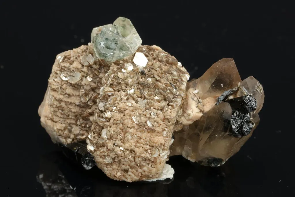 Fluorapatite with Quartz Schorl and Muscovite on Orthoclase image