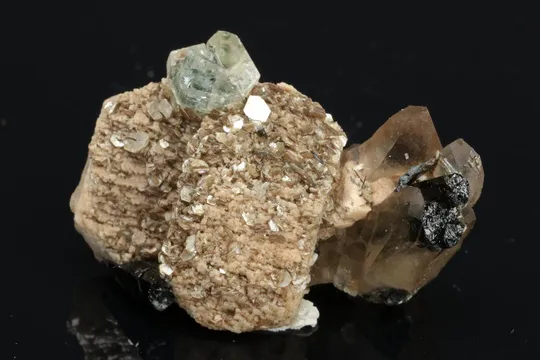 Fluorapatite with Quartz Schorl and Muscovite on Orthoclase