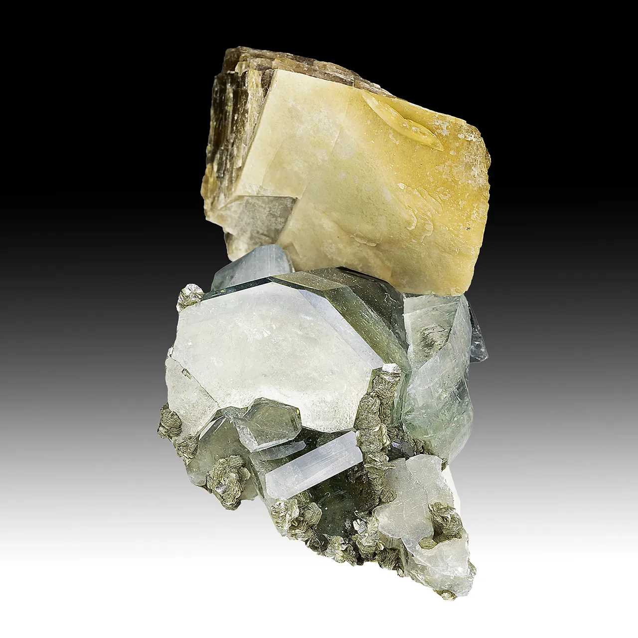 Fluorapatite with Quartz, Siderite, Pyrite, Muscovite - image 1