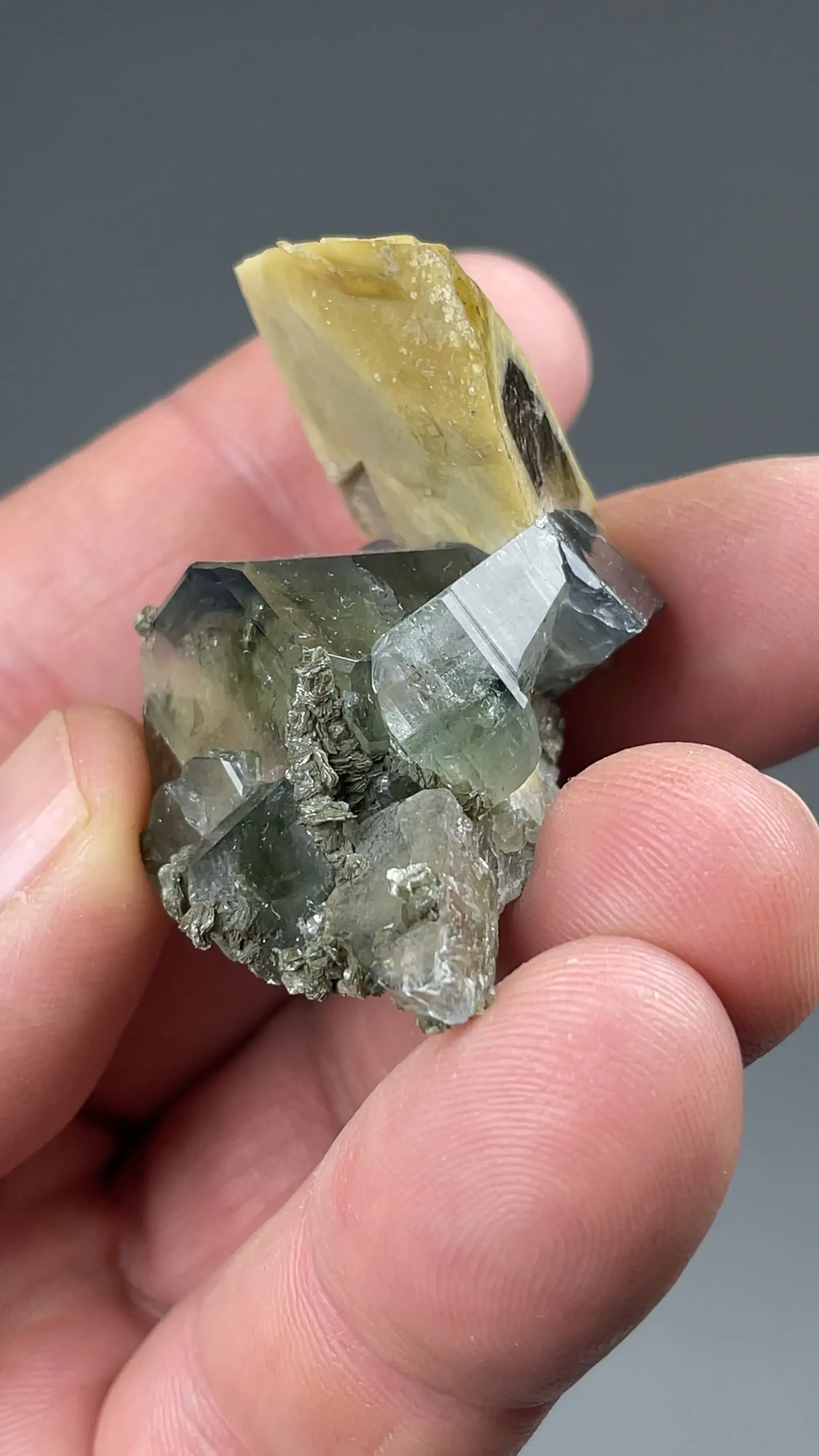 Fluorapatite with Quartz, Siderite, Pyrite, Muscovite - image 2