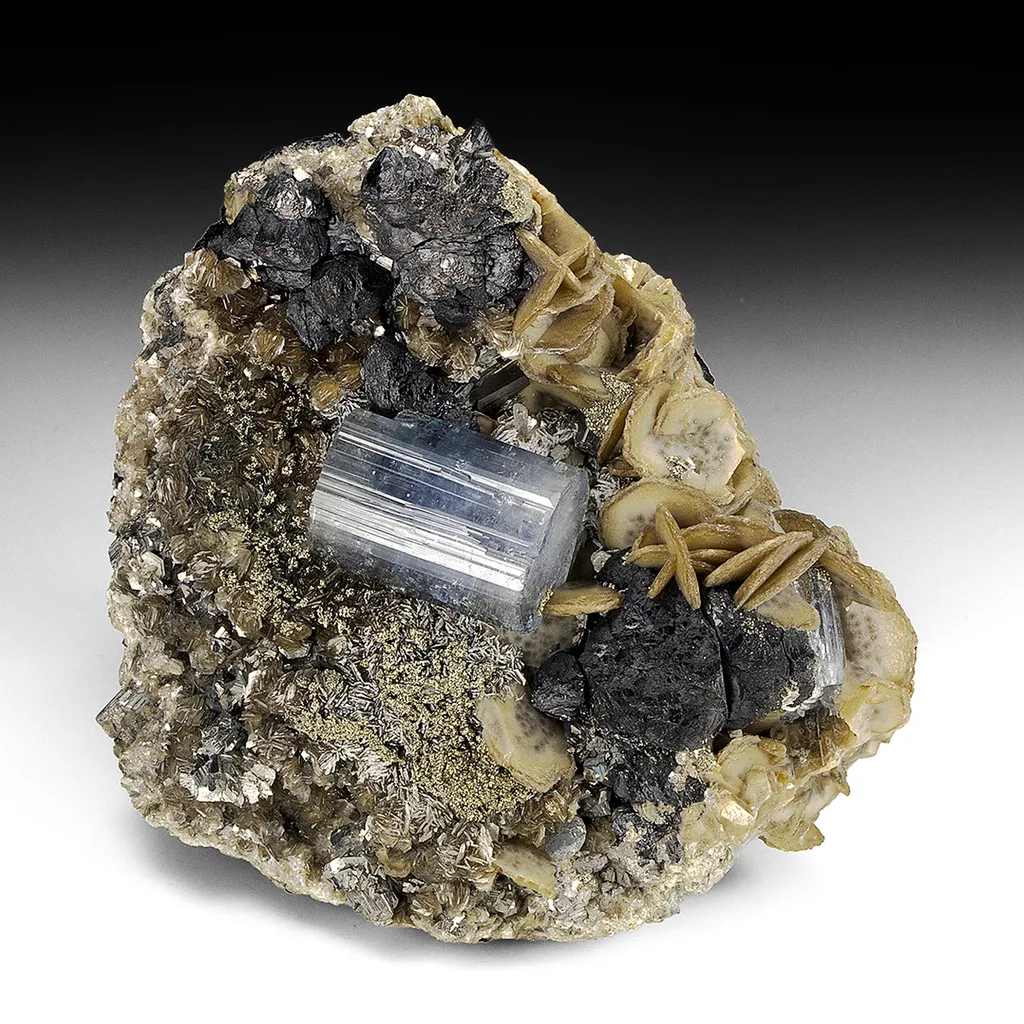 Fluorapatite with Sphalerite, Siderite, Pyrite image