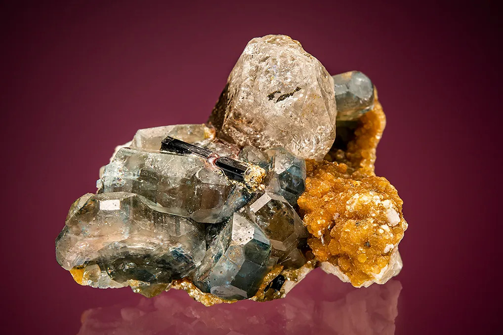 Fluorapatite with Tourmaline, Quartz and COOKEITE (repaired) image
