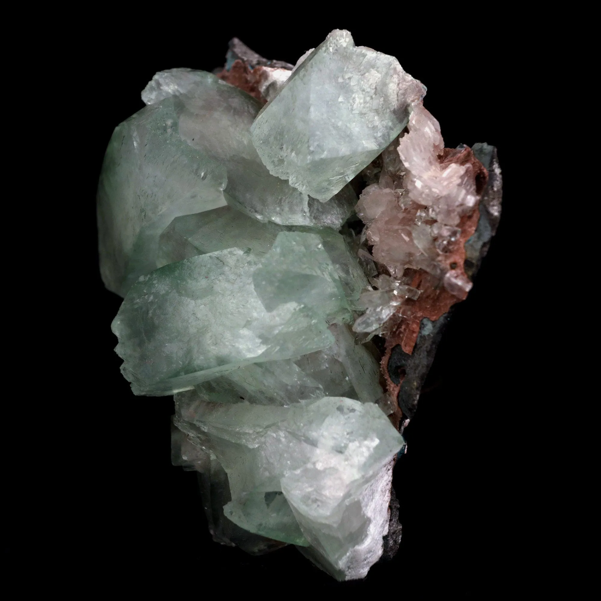 Fluorapophyllite Bi-colored and Stilbite on Chalcedony Natural Mineral Specimen - image 3