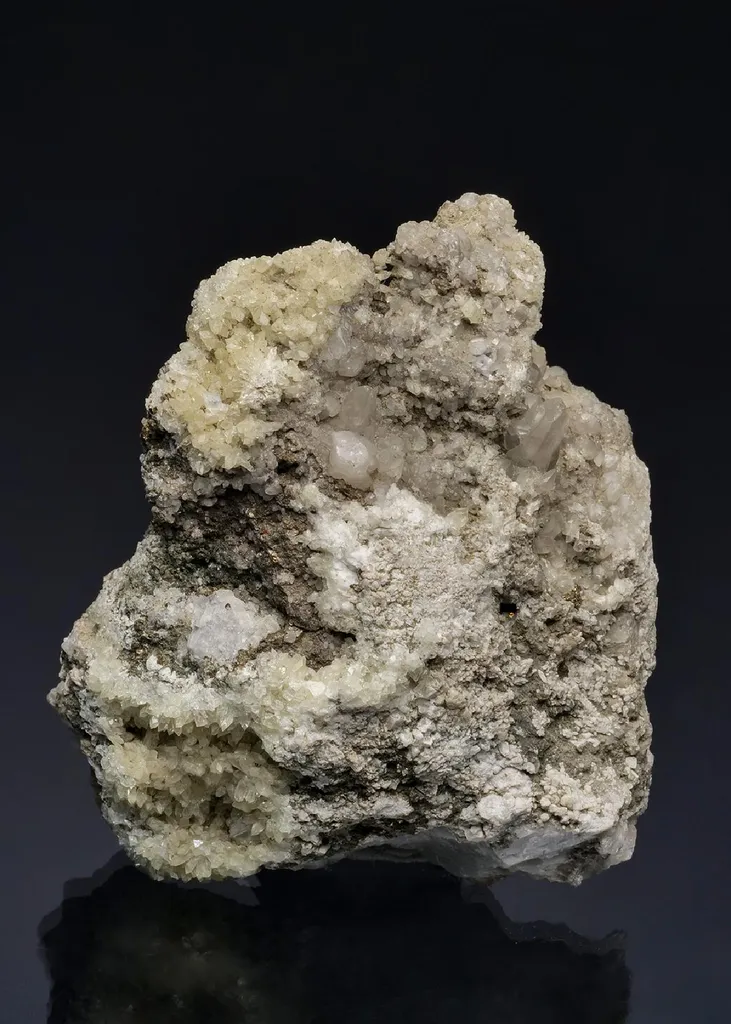 FLUORAPOPHYLLITE-(K) with Pyrite Laumontite on Calcite image