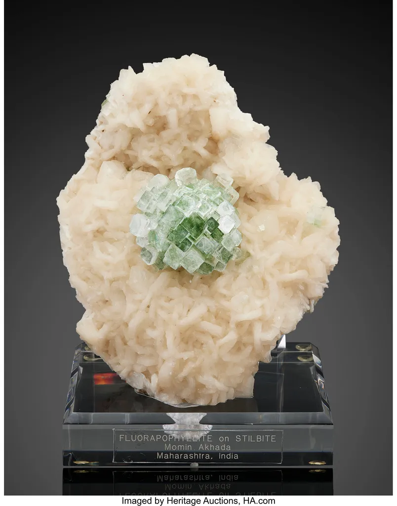 Fluorapophyllite on Stilbite image