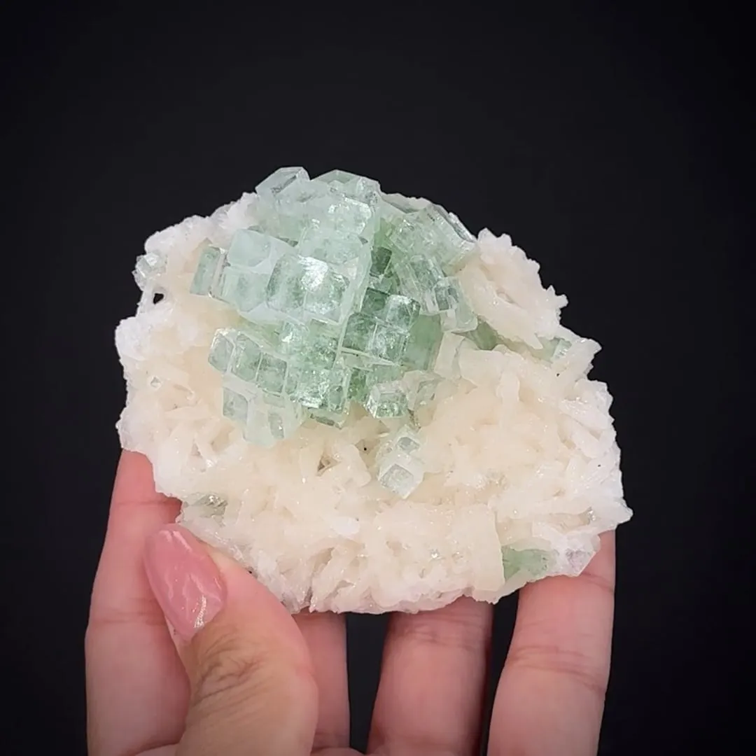 Fluorapophyllite on Stilbite - image 1