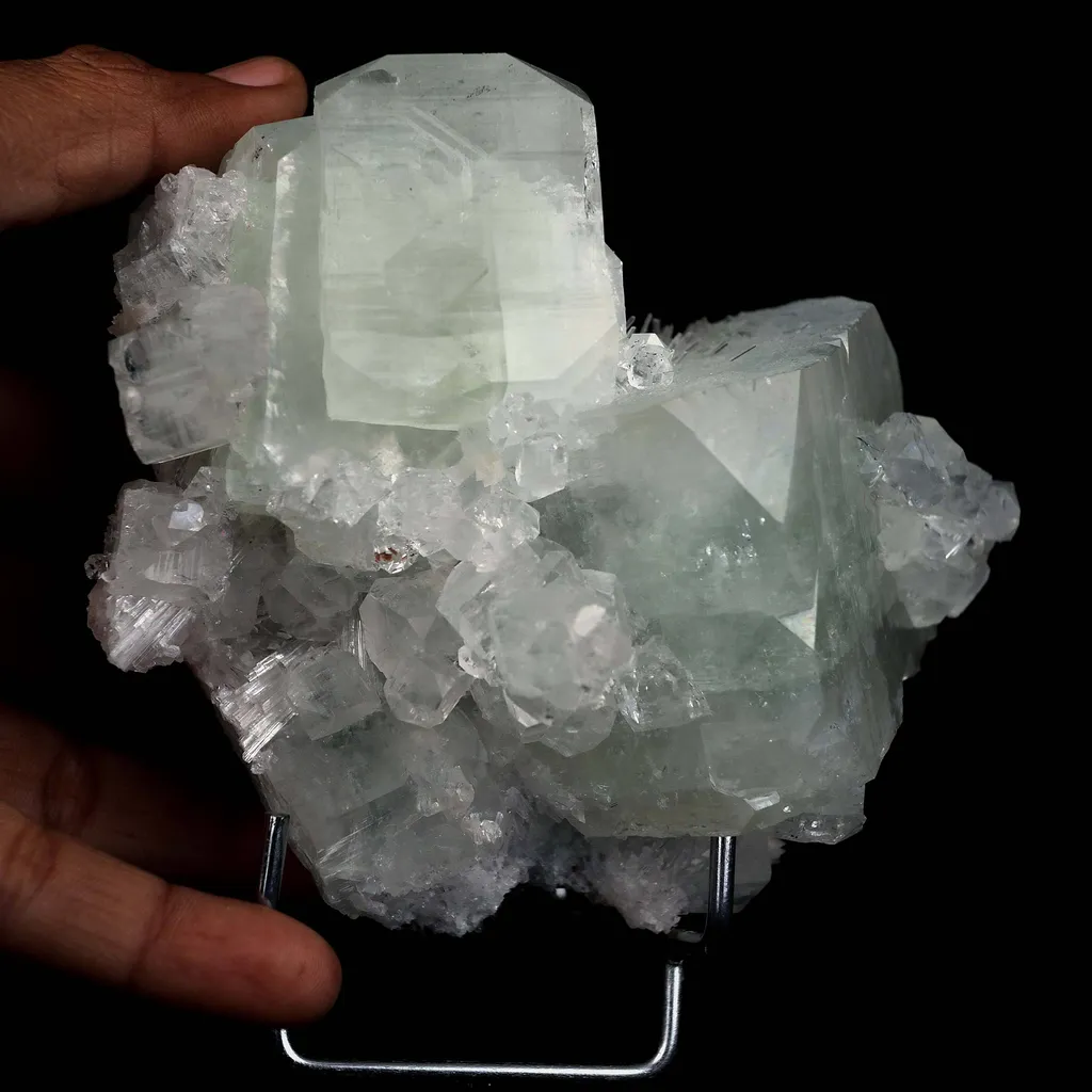 Fluorapophyllite Twin big Crystal with Stilbite Natural Mineral Specimen - image 4